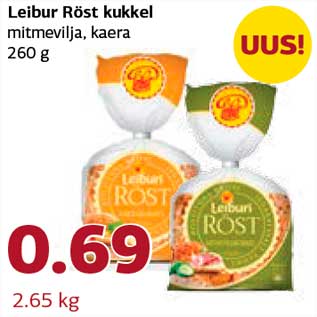 Allahindlus - Leibur Röst kukkel mitmevilja, kaera 260 g