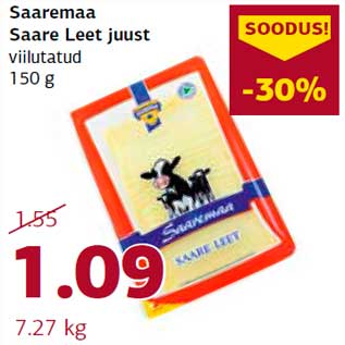 Allahindlus - Saaremaa Saare Leet juust viilutatud 150 g