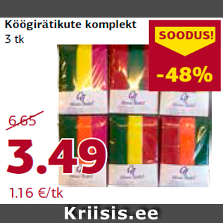 Allahindlus - Köögirätikute komplekt 3 tk