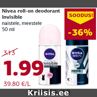 Allahindlus - Nivea roll-on deodorant Invisible