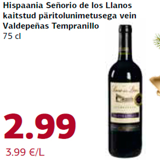 Allahindlus - Hispaania Señorio de los Llanos kaitstud päritolunimetusega vein Valdepeñas Tempranillo 75 cl