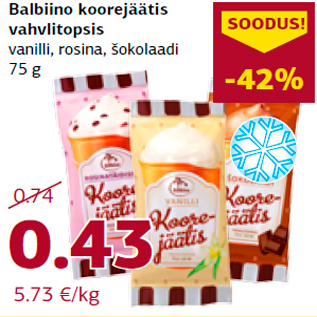 Allahindlus - Balbiino koorejäätis vahvlitopsis