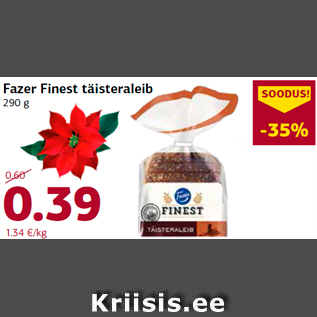 Allahindlus - Fazer Finest täisteraleib 290 g