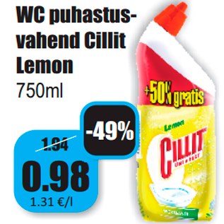 Allahindlus - WC puhastusvahend Cillit Lemon 750ml