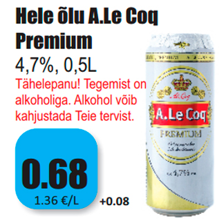 Allahindlus - Hele õlu A.Le Coq Premium