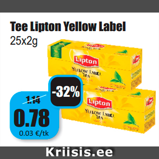 Allahindlus - Tee Lipton Yellow Label