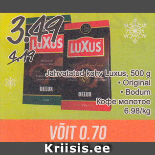 Allahindlus - Jahvatatud kohv Luxus, 500 g