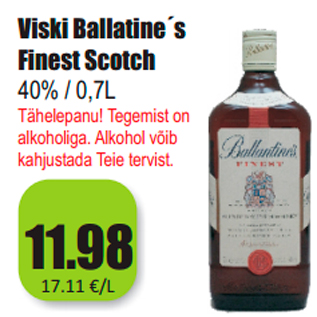 Allahindlus - Viski Ballatine´s Finest Scotch