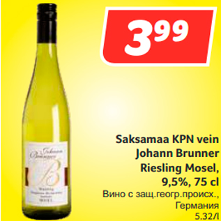 Allahindlus - Saksamaa KPN vein Johann Brunner Riesling Mosel