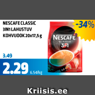 Allahindlus - Nescafe Classic 3in1 lahustuv kohvijook