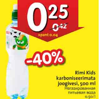 Allahindlus - Rimi Kids karboneerimata joogivesi, 500 ml