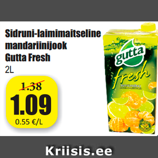 Allahindlus - Sidruni-laimimaitseline mandariinijook Gutta Fresh 2L