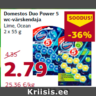 Allahindlus - Domestos Duo Power 5 wc-värskendaja