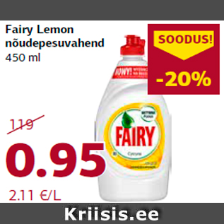 Allahindlus - Fairy Lemon nõudepesuvahend 450 ml