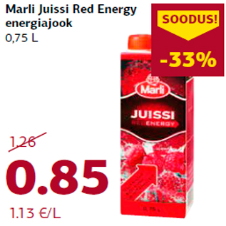 Allahindlus - Marli Juissi Red Energy energiajook 0,75 L