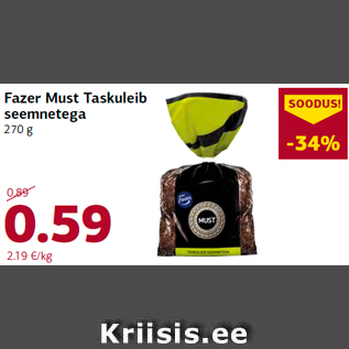 Allahindlus - Fazer Must Taskuleib seemnetega 270 g