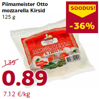 Allahindlus - Piimameister Otto mozzarella Kirsid 125 g