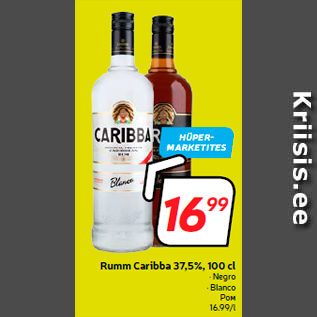 Allahindlus - Rumm Caribba 37,5%, 100 cl