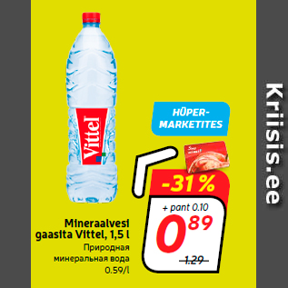 Allahindlus - Mineraalvesi gaasita Vittel, 1,5 l