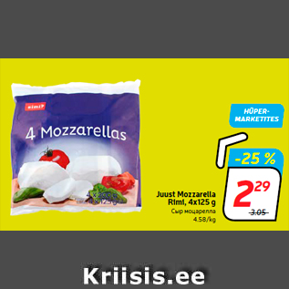 Allahindlus - Juust Mozzarella Rimi, 4x125 g