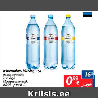 Allahindlus - Mineraalvesi Värska, 1,5 l