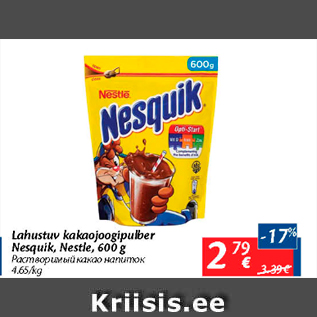 Allahindlus - Lahustuv kakaojoogipulber Nesquik, Nestle, 600 g