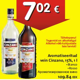 Allahindlus - Aromatiseeritud vein Cinzano