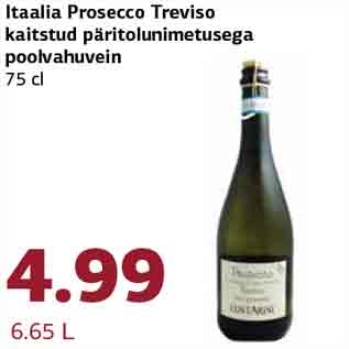 Allahindlus - Itaalia Prosecco Treviso kaitstud päritolunimetusega poolvahuvein 75 cl