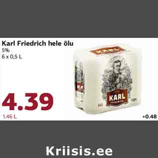 Allahindlus - Karl Friedrich hele õlu 5% 6 x 0,5 L