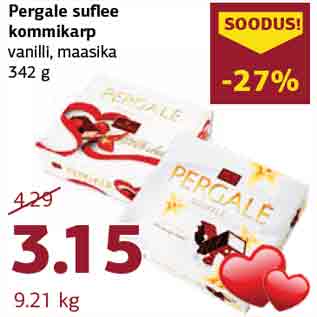 Allahindlus - Pergale suflee kommikarp vanilli, maasika 342 g