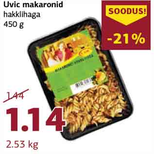 Allahindlus - Uvic makaronid hakklihaga 450 g