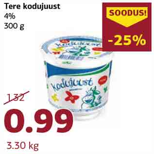 Allahindlus - Tere kodujuust 4% 300 g