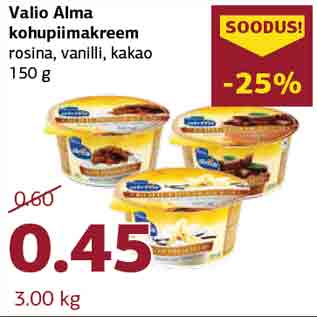 Allahindlus - Valio Alma kohupiimakreem rosina, vanilli, kakao 150 g