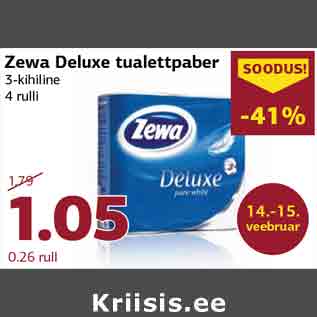 Allahindlus - Zewa Deluxe tualettpaber 3-kihiline 4 rulli