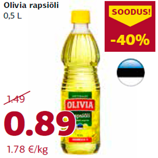 Allahindlus - Olivia rapsiõli 0,5 L