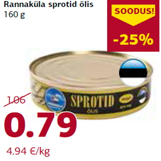 Allahindlus - Rannaküla sprotid õlis 160 g