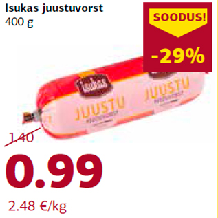 Allahindlus - Isukas juustuvorst 400 g