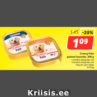 Allahindlus - Crancy Pate pasteet koertele, 300 g