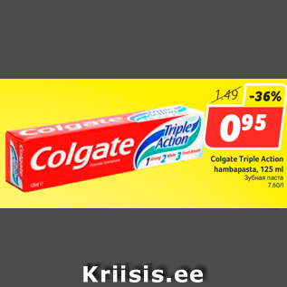 Allahindlus - Colgate Triple Action hambapasta, 125 ml