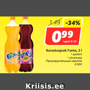 Allahindlus - Karastusjook Fanta, 2 l