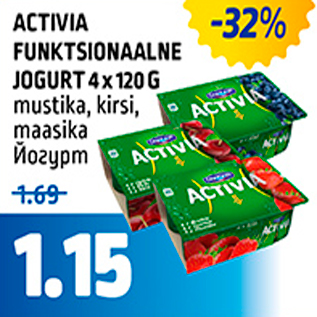 Allahindlus - ACTIVIA FUNKTSIONAALNE JOGURT 4 x 120 G