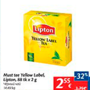 Allahindlus - Must tee Yellow Label, Lipton