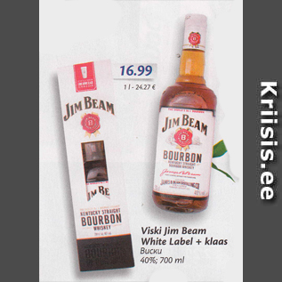 Allahindlus - Viski Jim Beam White Label + klaas