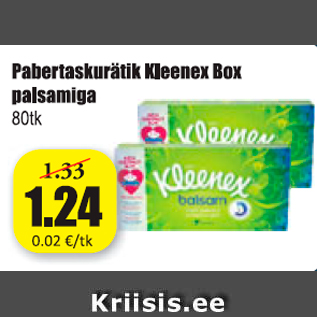 Allahindlus - Pabertaskurätik Kleenex Box palsamiga 80 tk