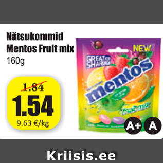 Allahindlus - Nätsukommid Mentos Fruit mix 160 g