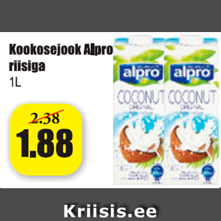 Allahindlus - Kookosejook Alpro riisiga 1 l