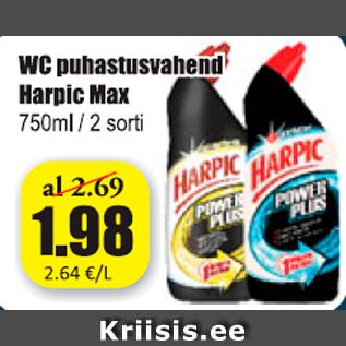 Allahindlus - WC puhastusvahend Harpik Max