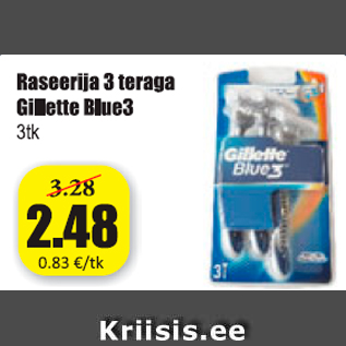 Allahindlus - Raseerija 3 teraga Gillette Blue 3 3 tk