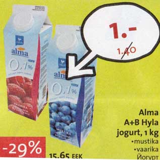 Allahindlus - Alma A+B Hyla jogurt