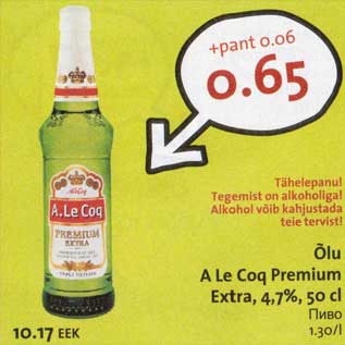 Allahindlus - Õlu A Le Coq Premium Extra